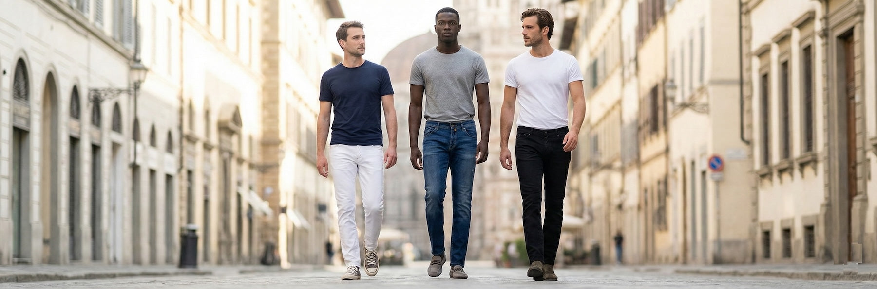 Men's jeans in the city with style