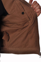 Dettaglio tessuto del giubbotto Peuterey pelle scamosciata beige/pelle