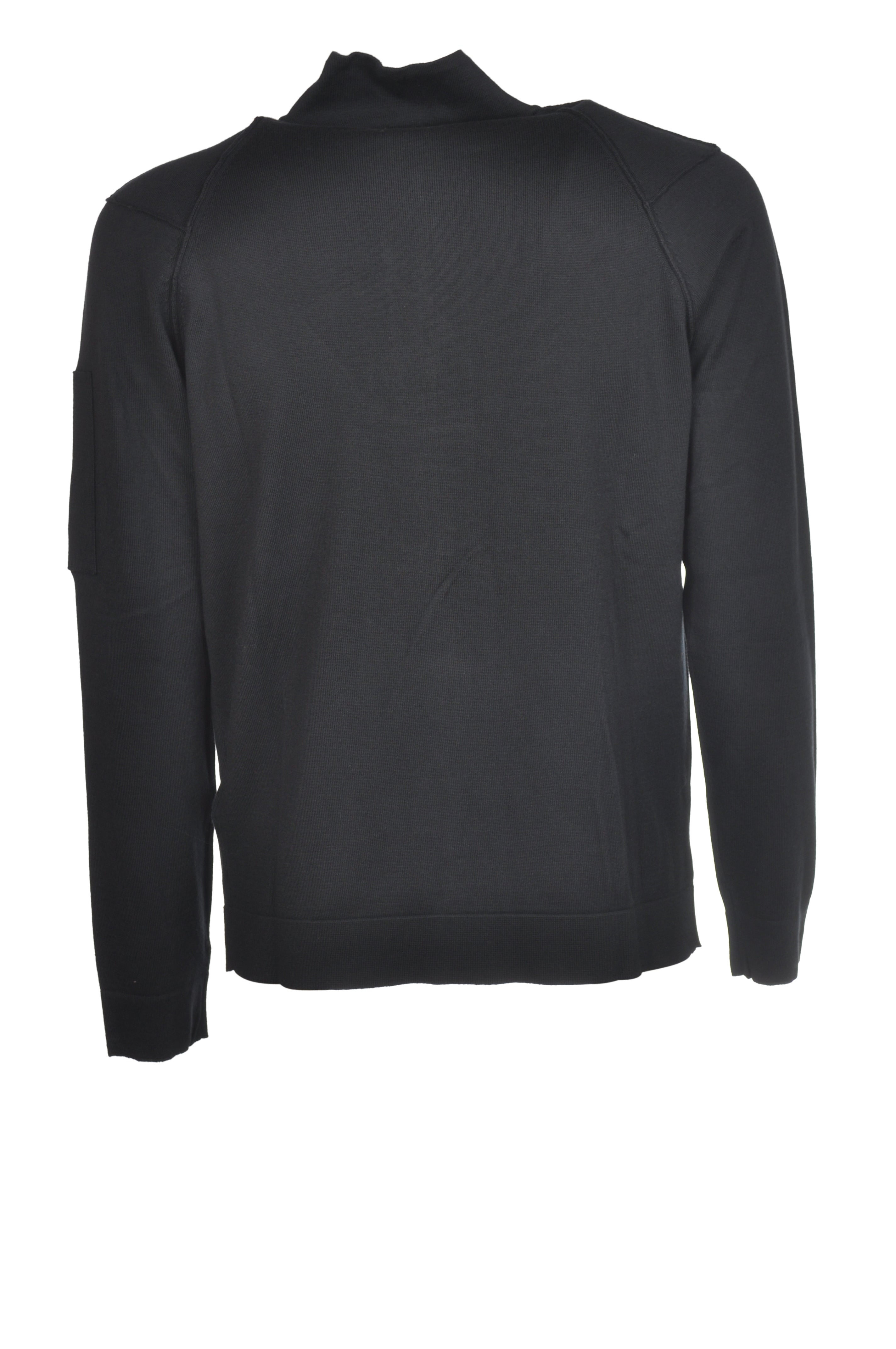 Close-up dettagli, cardigan blu zip spalla raglan C.P. Company da uomo