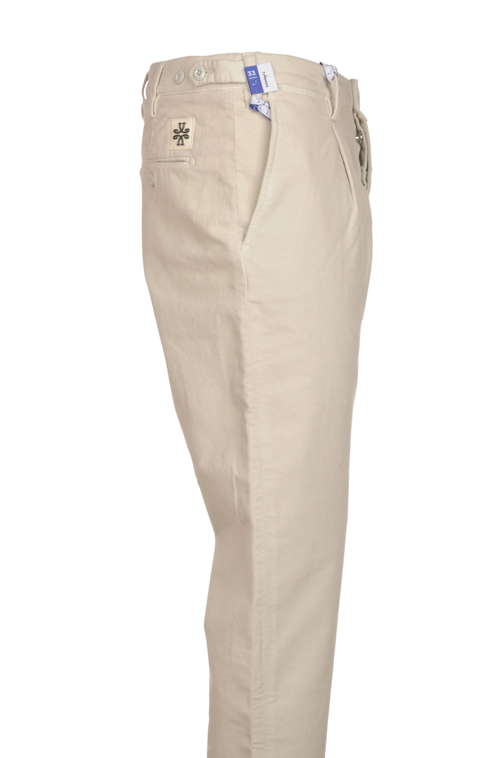 Detail of of the passanti and cintura of the pants Henry slim white Jacob Cohen