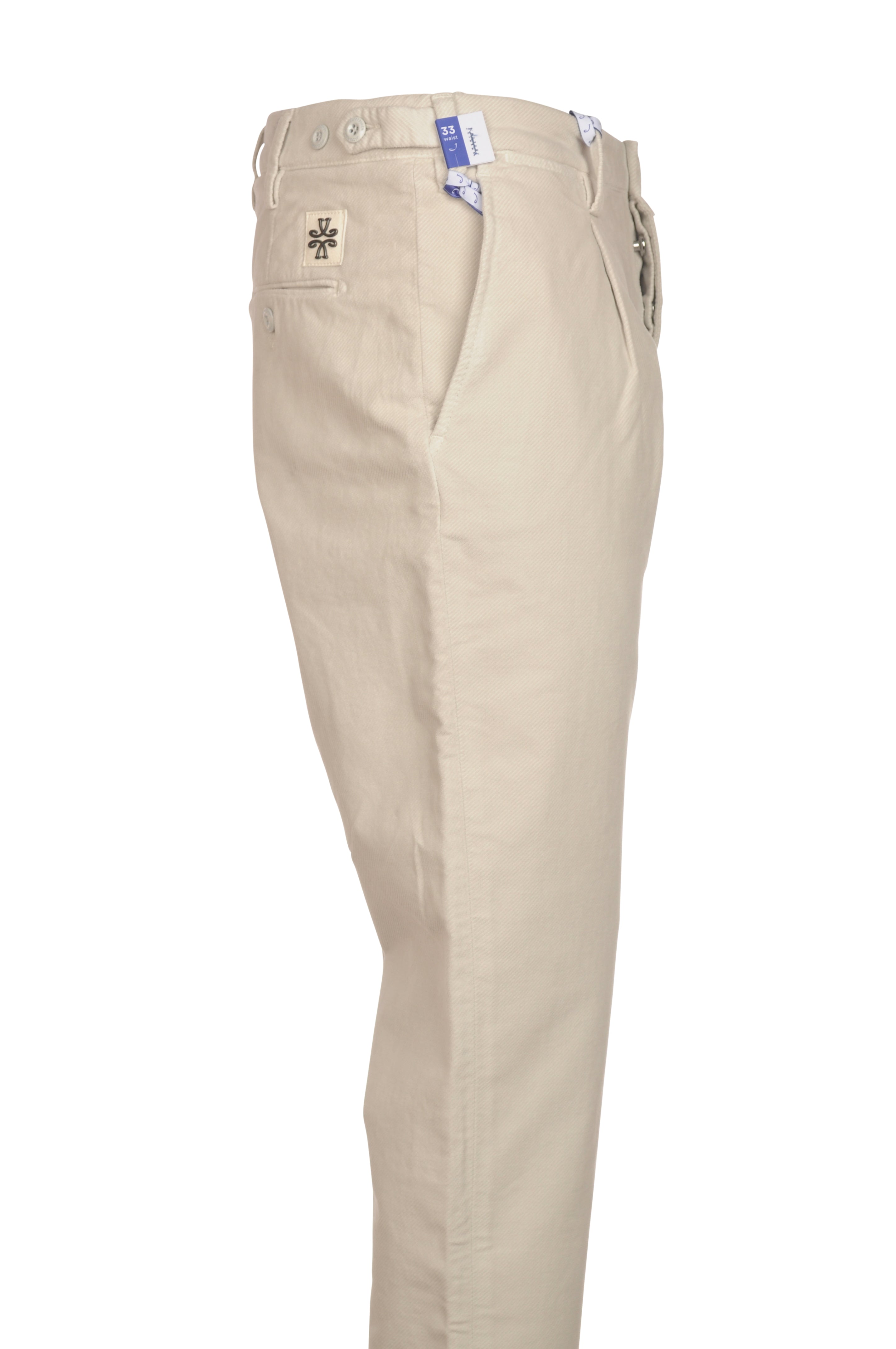 Detail of of the passanti and cintura of the pants Henry slim white Jacob Cohen