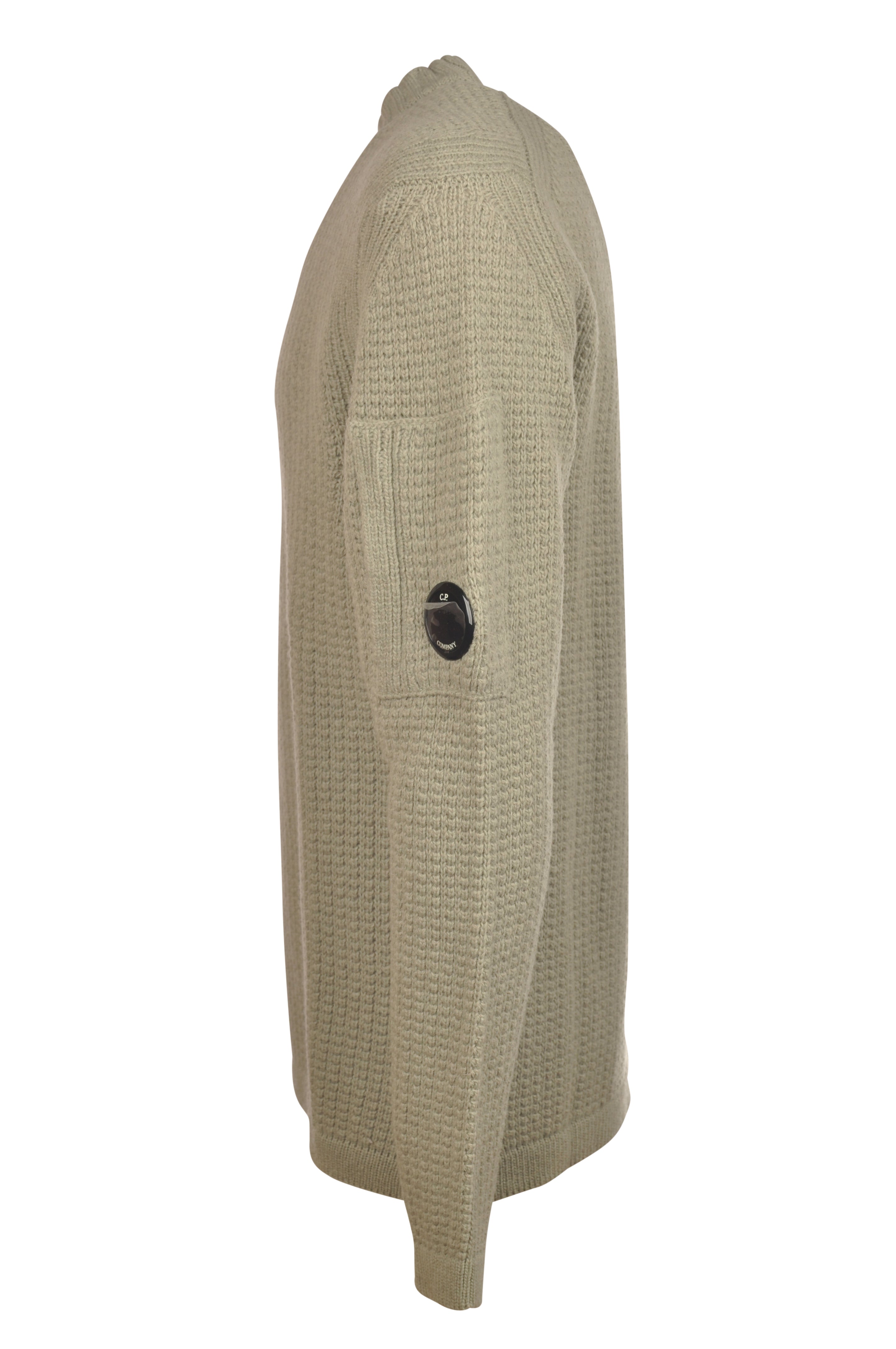Maglione vista da dietro, maglione salvia a costine C.P. Company da uomo in lana