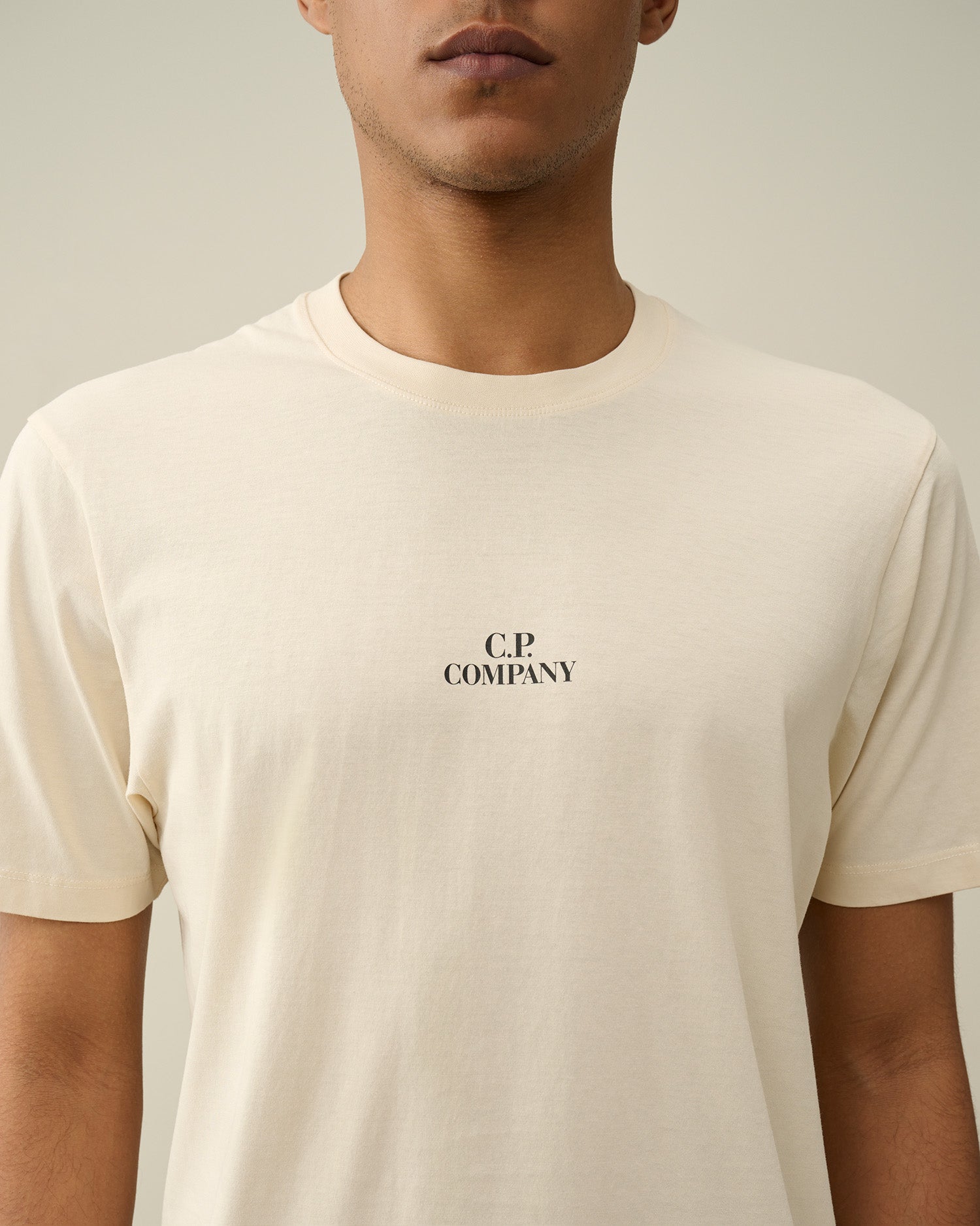 t-shirt panna nan vista posteriore logo Stampa Grafica cotone jersey