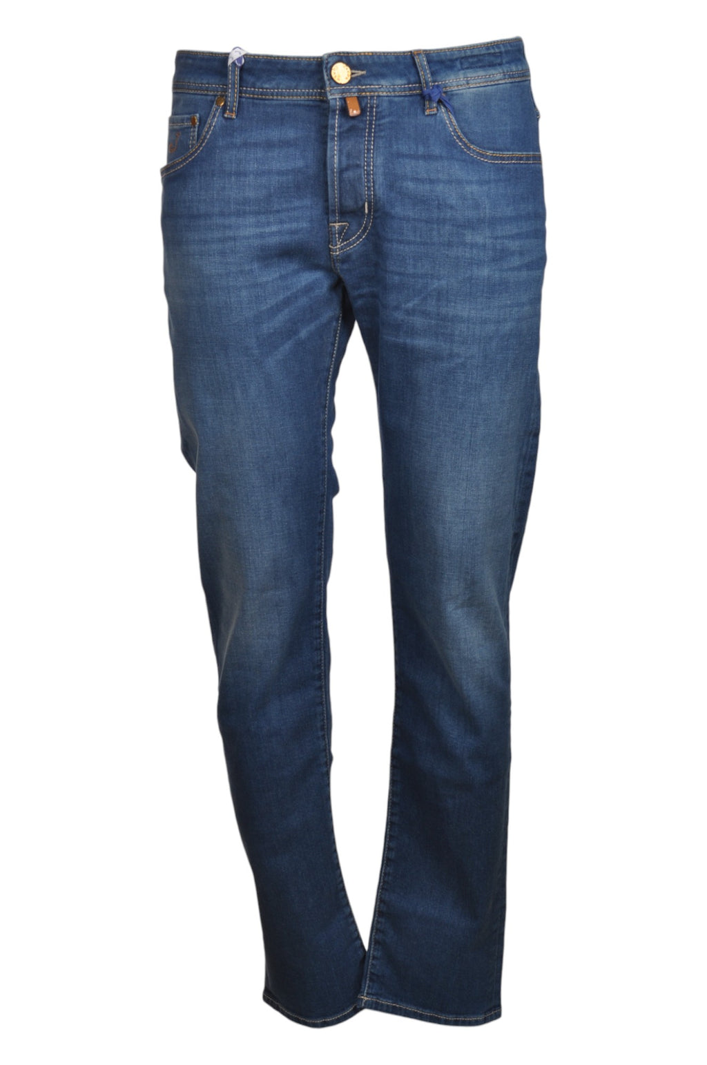 Dettaglio primo piano jeans slim fit d lav azzurro Jacob Cohen