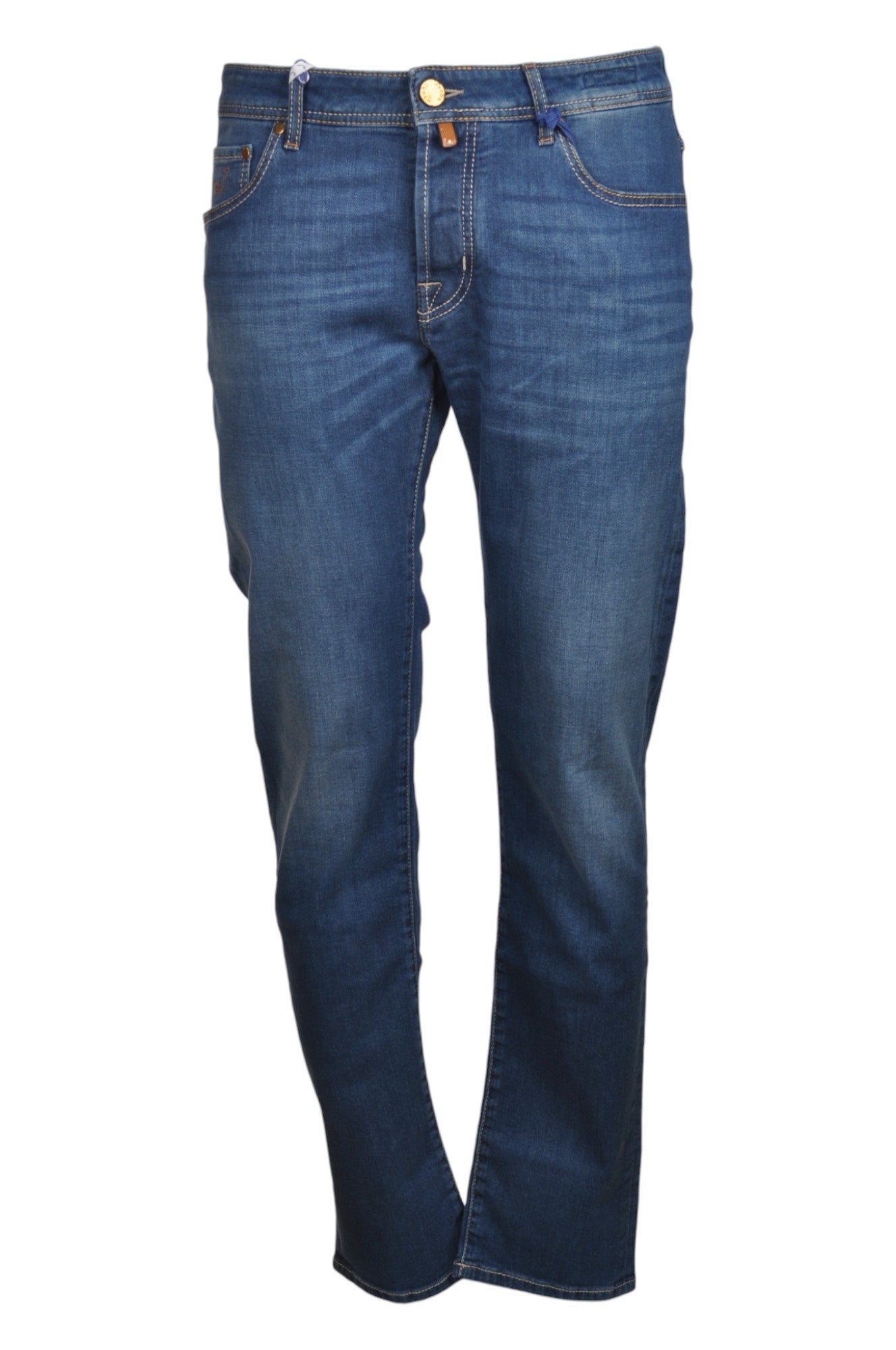Dettaglio primo piano jeans slim fit d lav azzurro Jacob Cohen