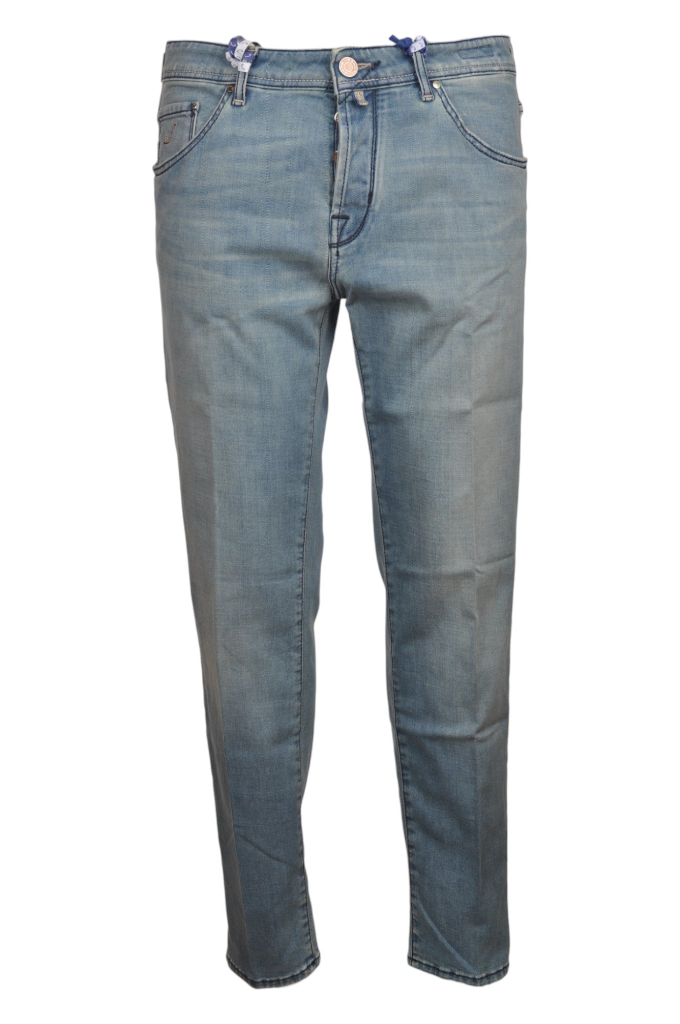 Dettaglio jeans slim fit d lav chiaro Jacob Cohen in tessuto pregiato