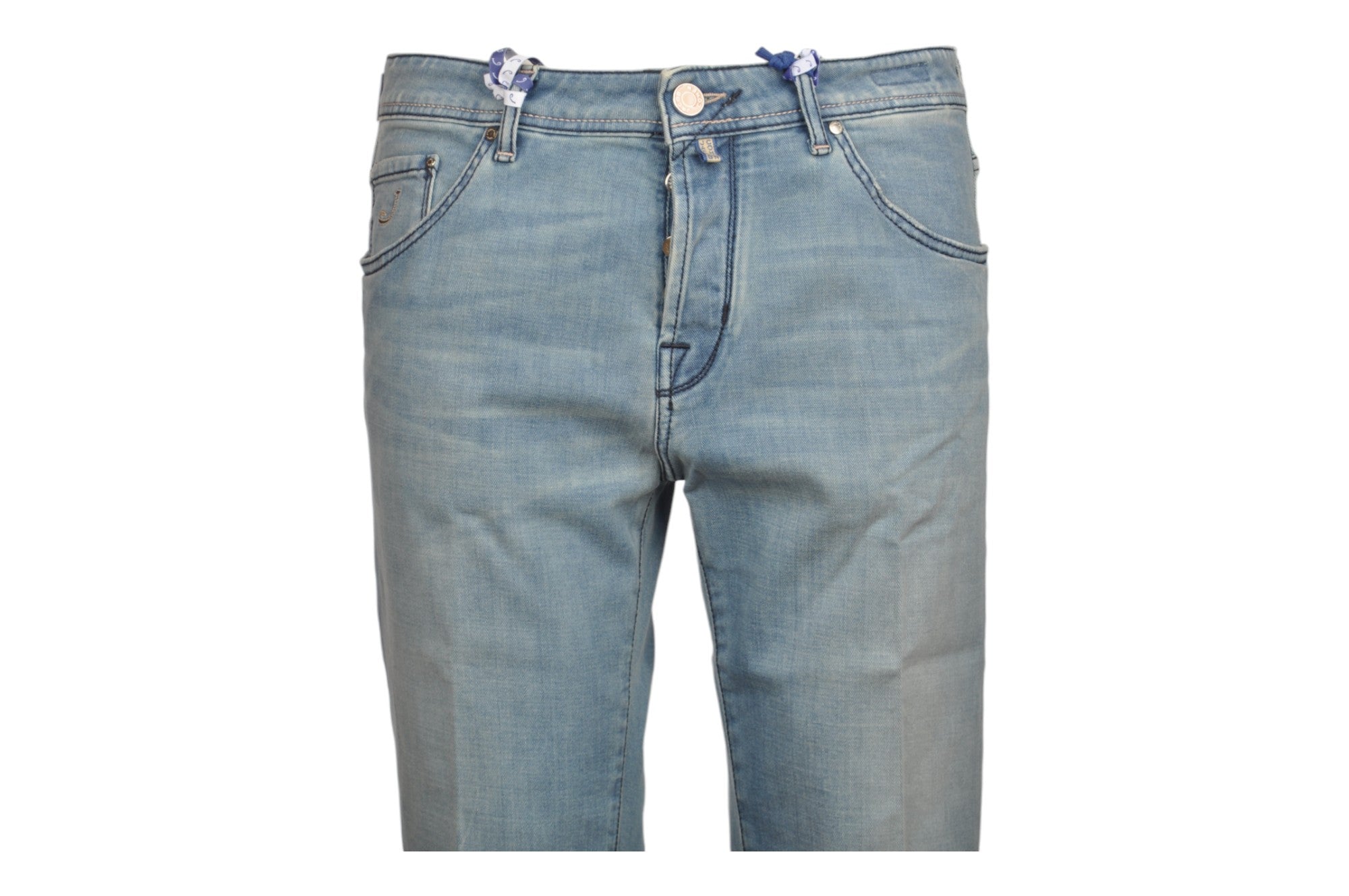 Dettaglio jeans slim fit d lav chiaro Jacob Cohen in tessuto pregiato