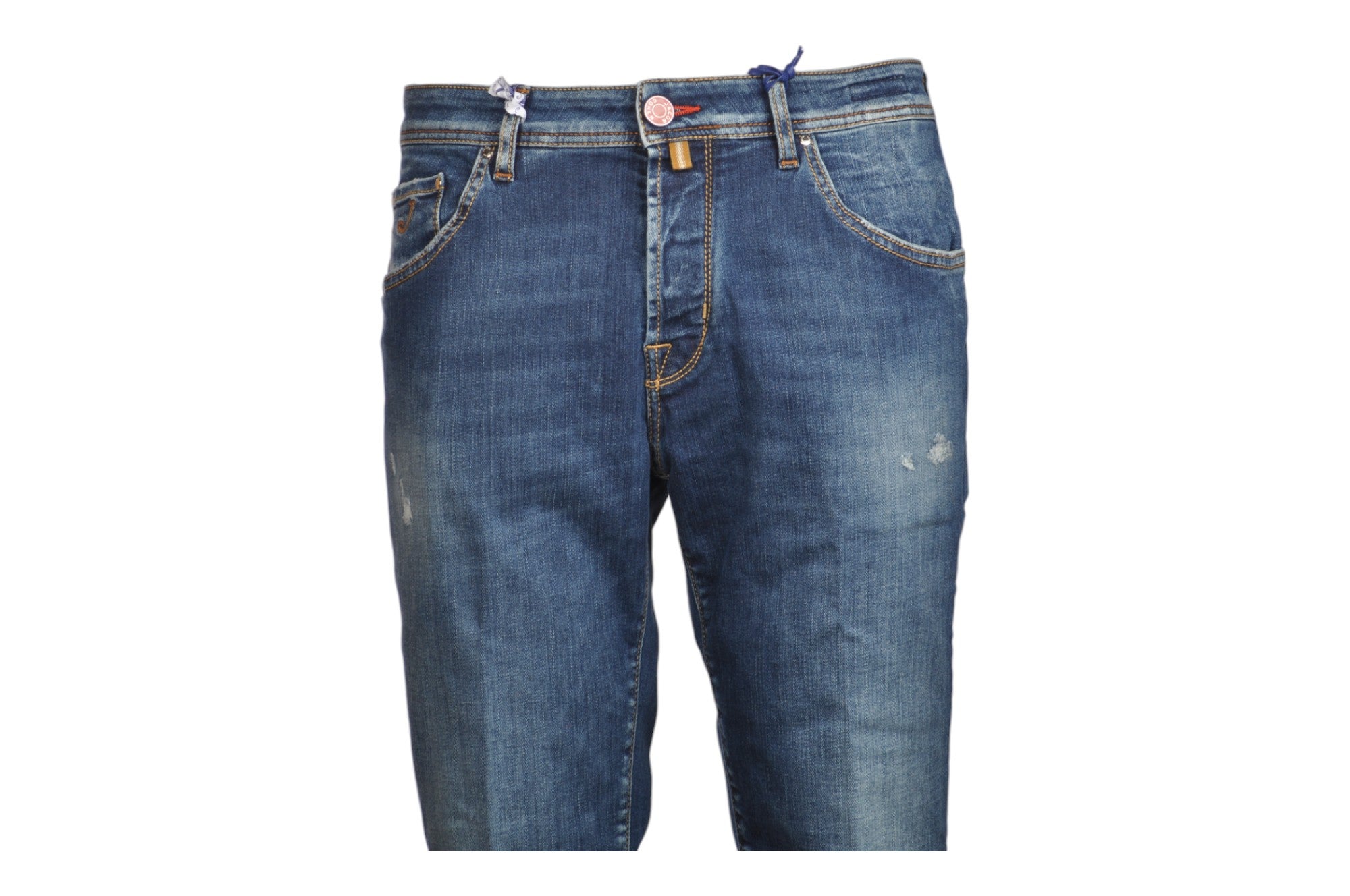 Dettaglio jeans slim fit d l a v medio Jacob Cohen in tessuto pregiato
