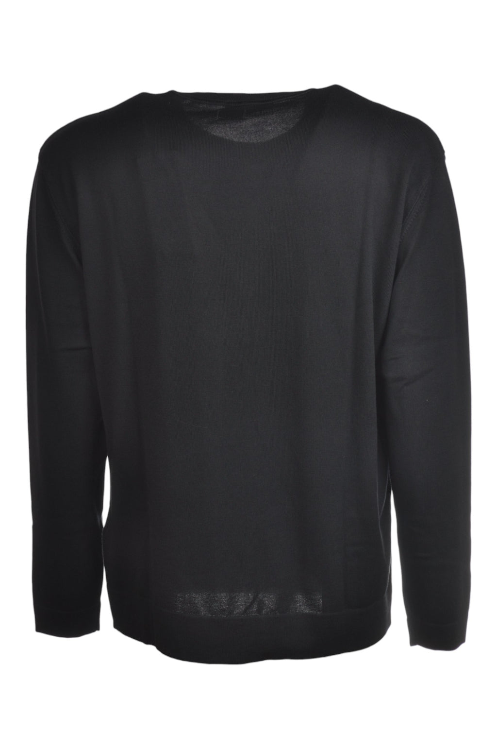 Close-up dettagli, maglia girocollo blu logo cucito vestibilità dritta C.P. Company da uomo