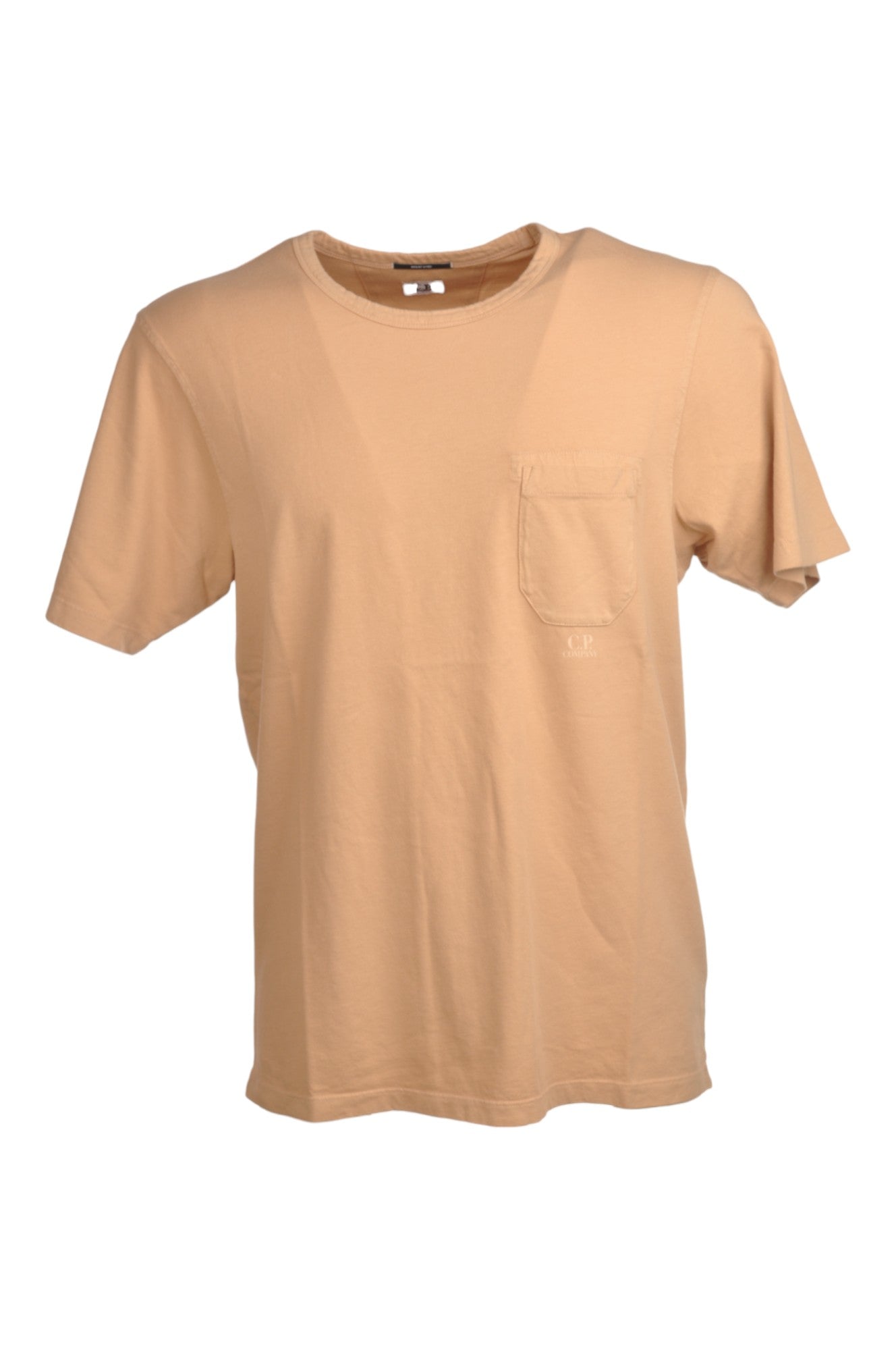 t-shirt beige nan vista posteriore logo Scritta Taschino con dettagli chiari
