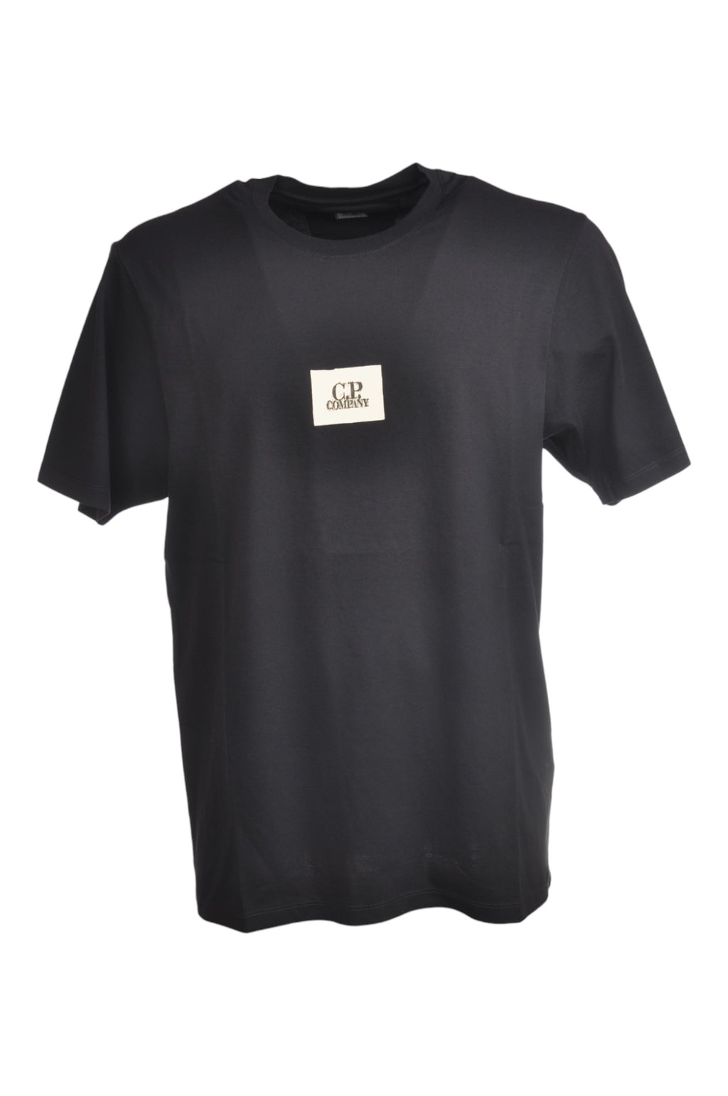 Dettaglio logo su t-shirt blu nan logo Stampa cotone jersey con dettagli chiari