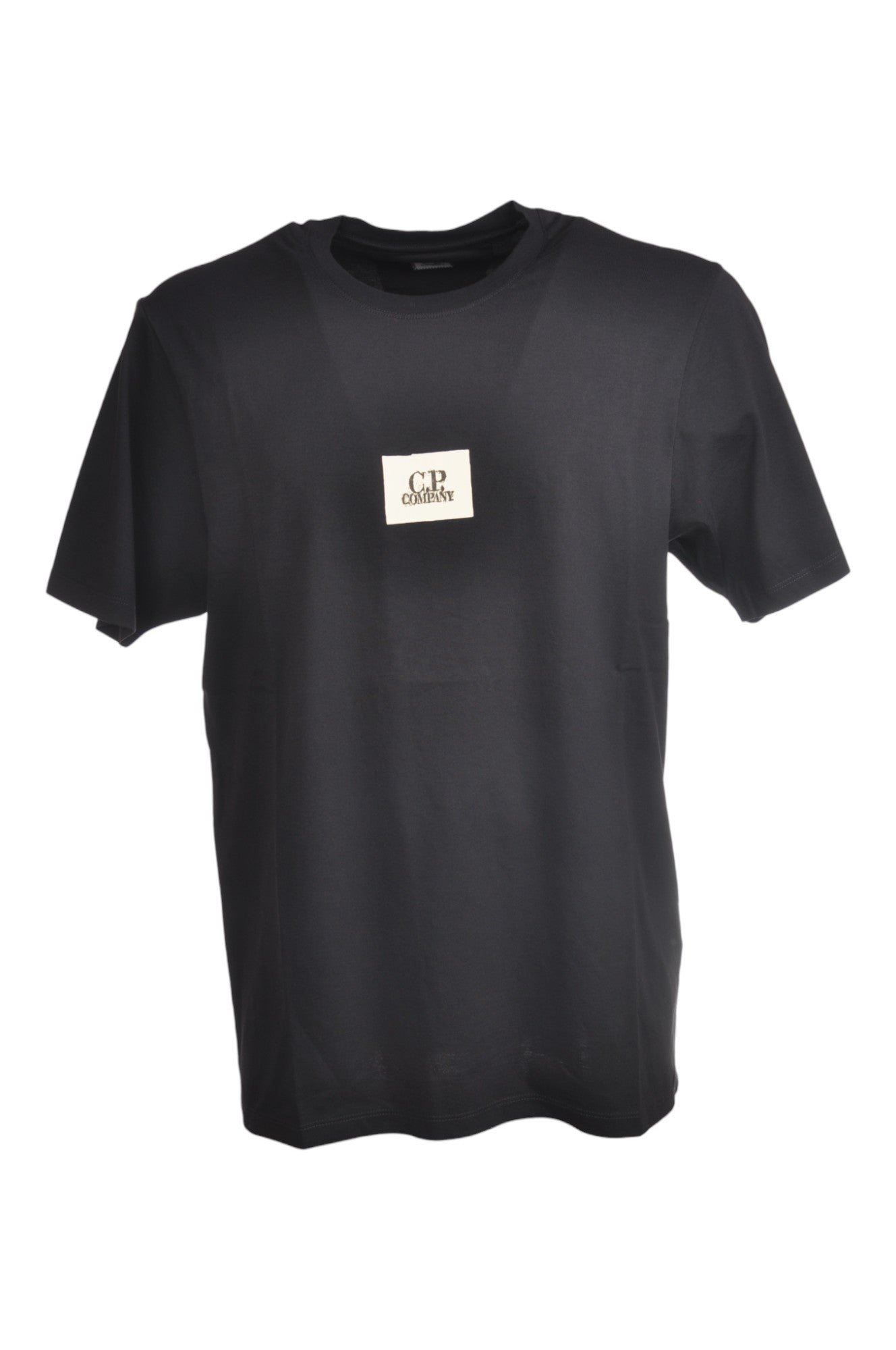 Dettaglio logo su t-shirt blu nan logo Stampa cotone jersey con dettagli chiari