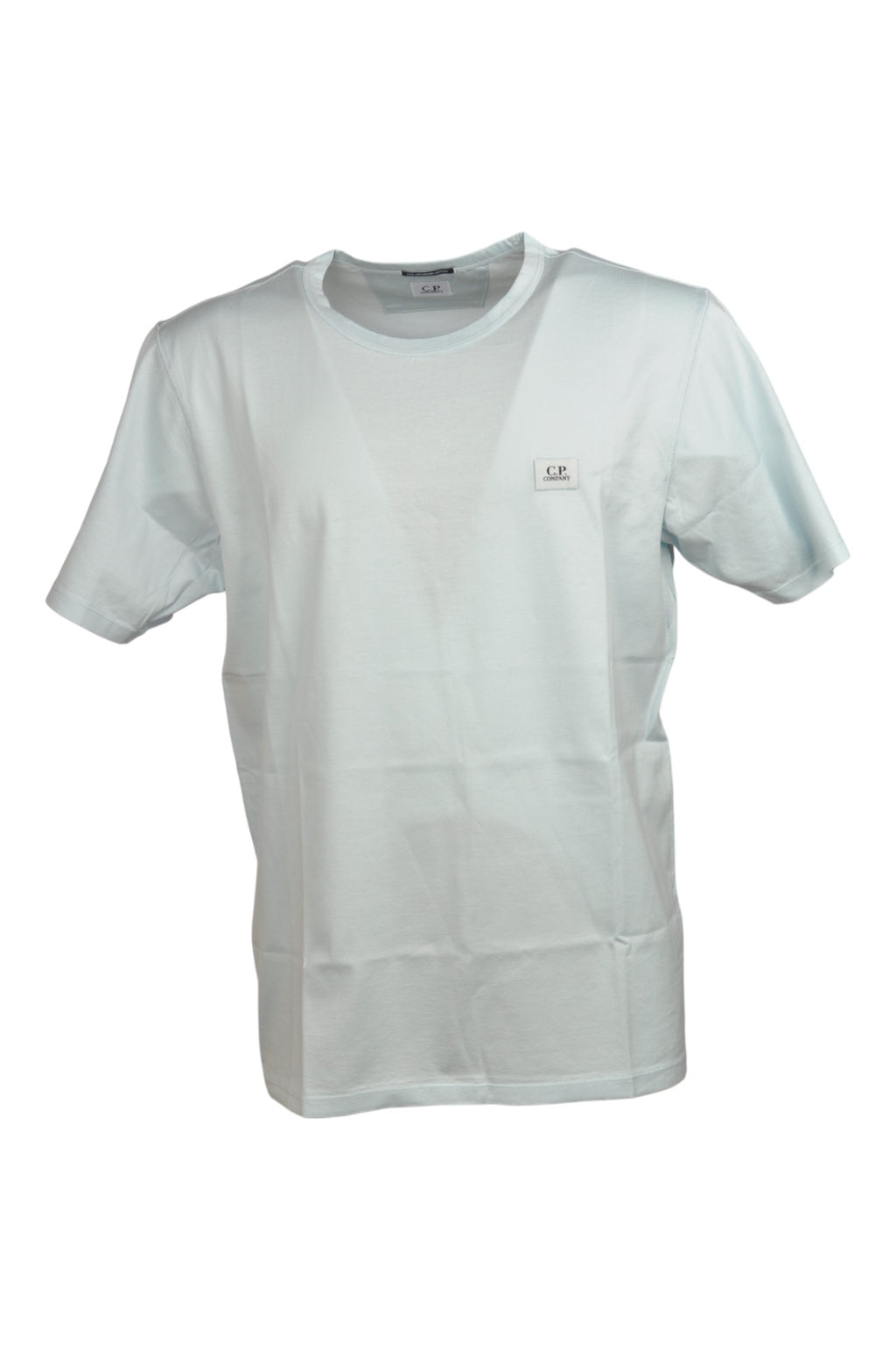 t-shirt celeste nan vista posteriore logo ricamato logo Ricamato