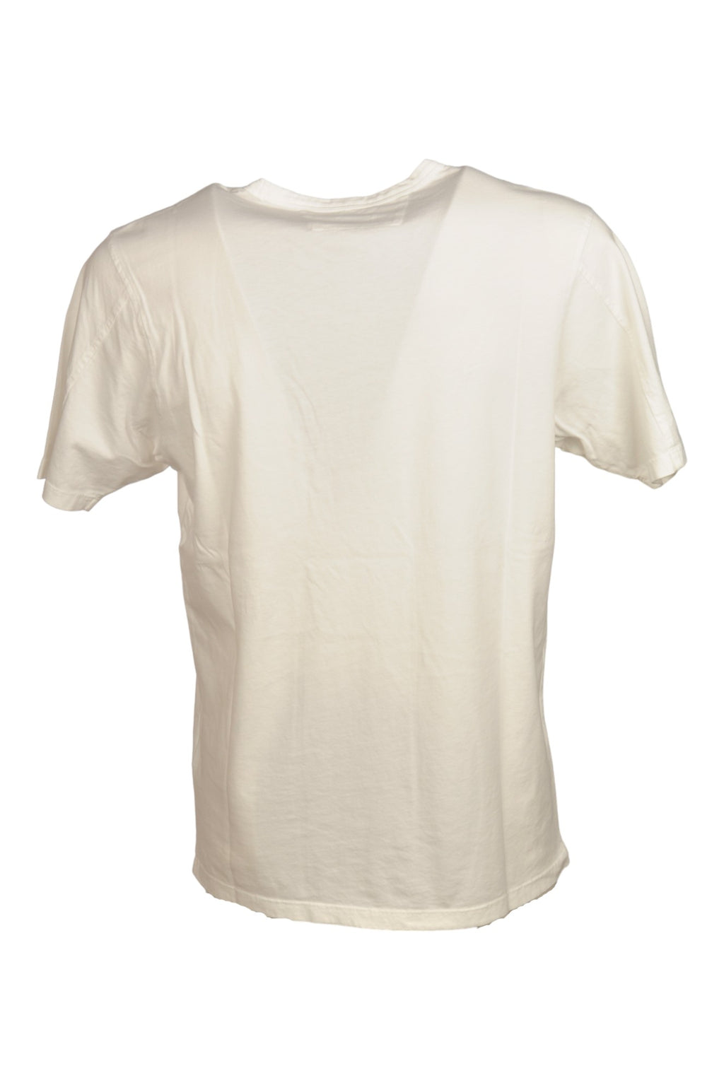 Dettaglio logo su t-shirt bianco nan logo Scritta Taschino con dettagli chiari