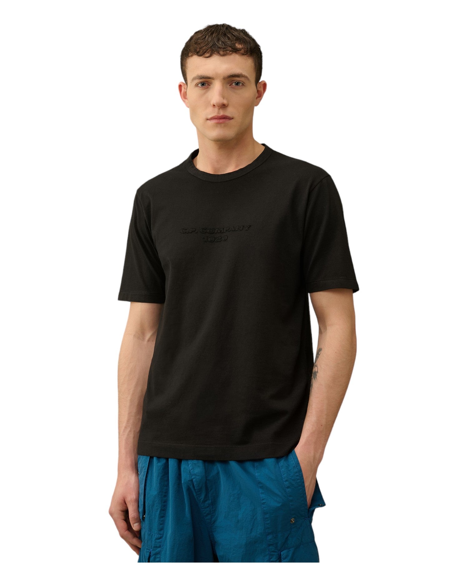 t-shirt nero nan vista frontale logo Stampa jersey con dettagli chiari