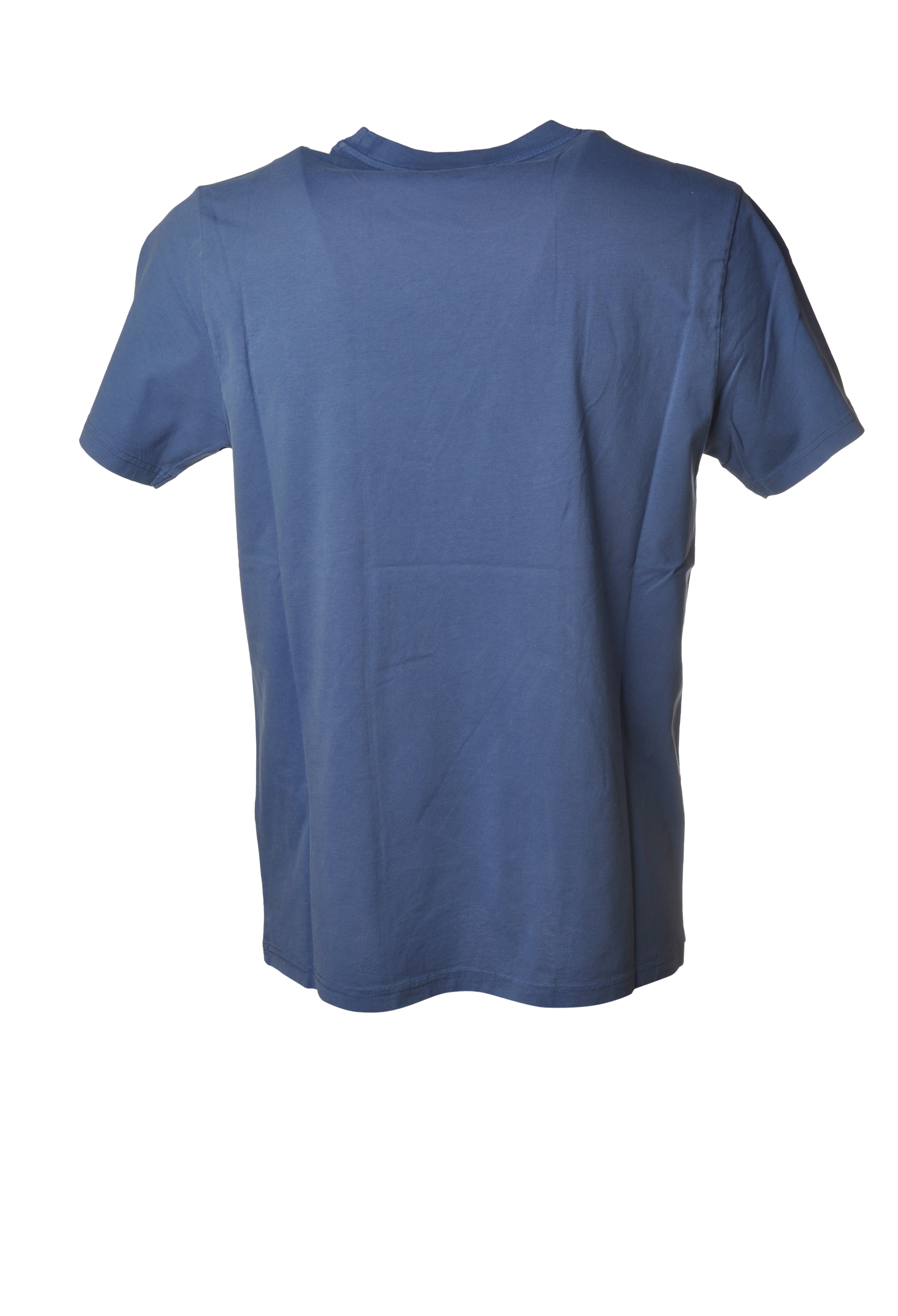 Dettaglio t-shirt blu scritta “Gin Tonic Vs Gin Lemon” Saint Barth cotone