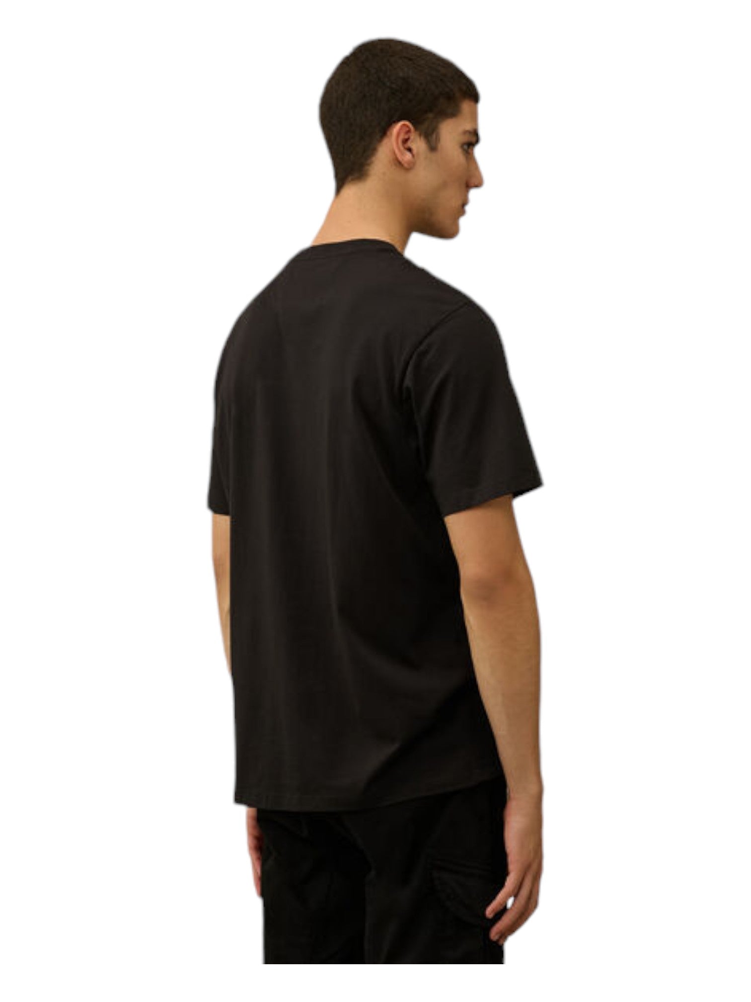 t-shirt nero nan vista posteriore logo ricamato logo patch logo Ricamato Patch cotone jersey