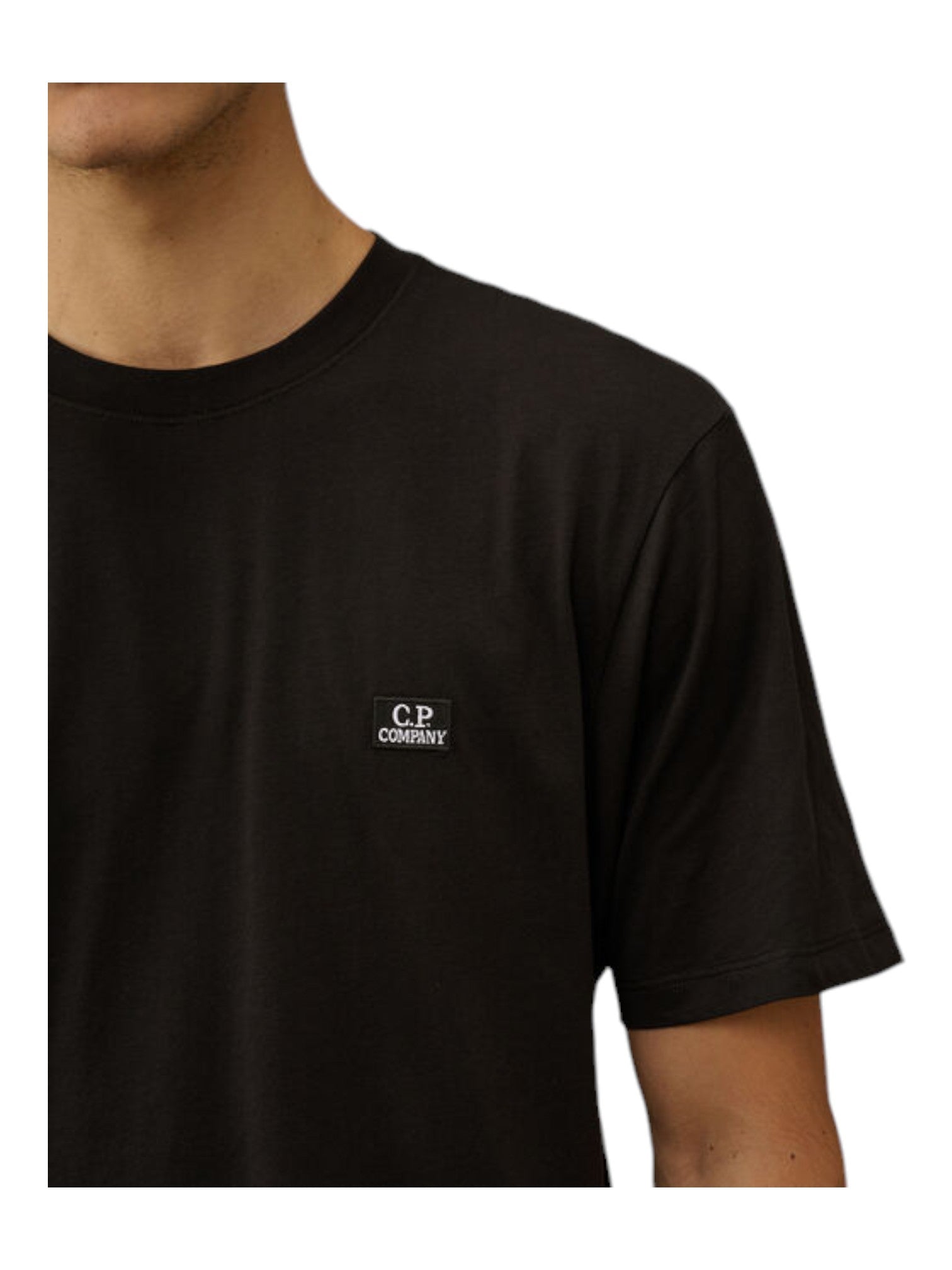 Vista da dietro di t-shirt nero nan logo ricamato logo patch logo Ricamato Patch cotone jersey