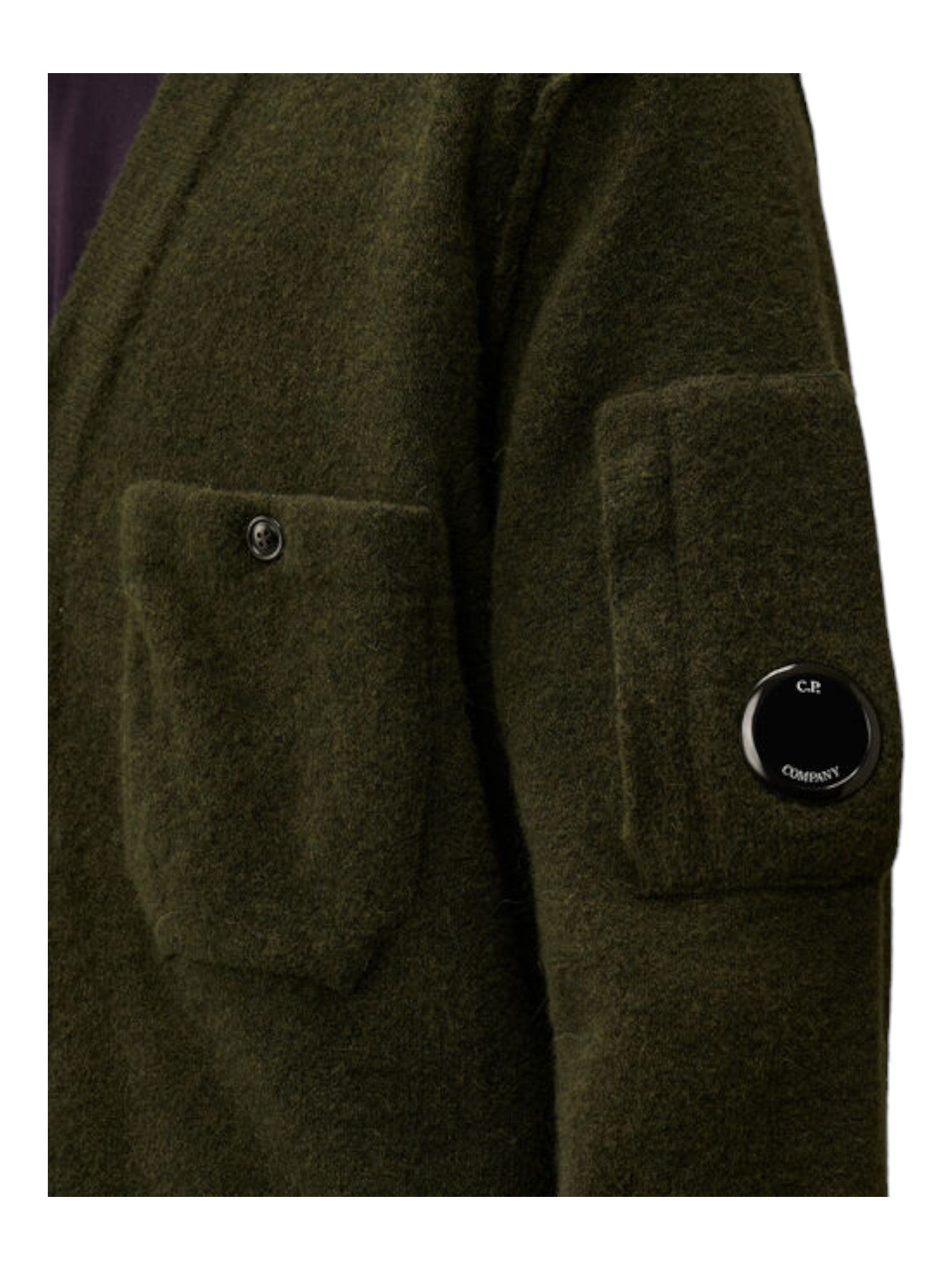 Cardigan frontale, cardigan muschio taschino con lente taschino C.P. Company da uomo in lana