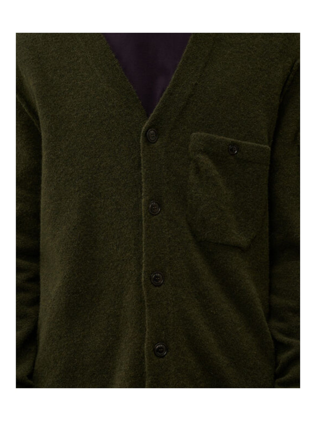 Cardigan vista da dietro, cardigan muschio taschino con lente taschino C.P. Company da uomo in lana