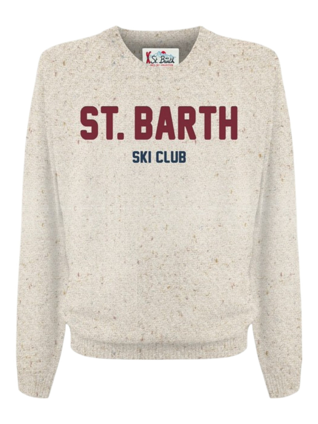 Maglione da dietro su sfondo neutro girocollo patch Saint Barth Heron in lana mix