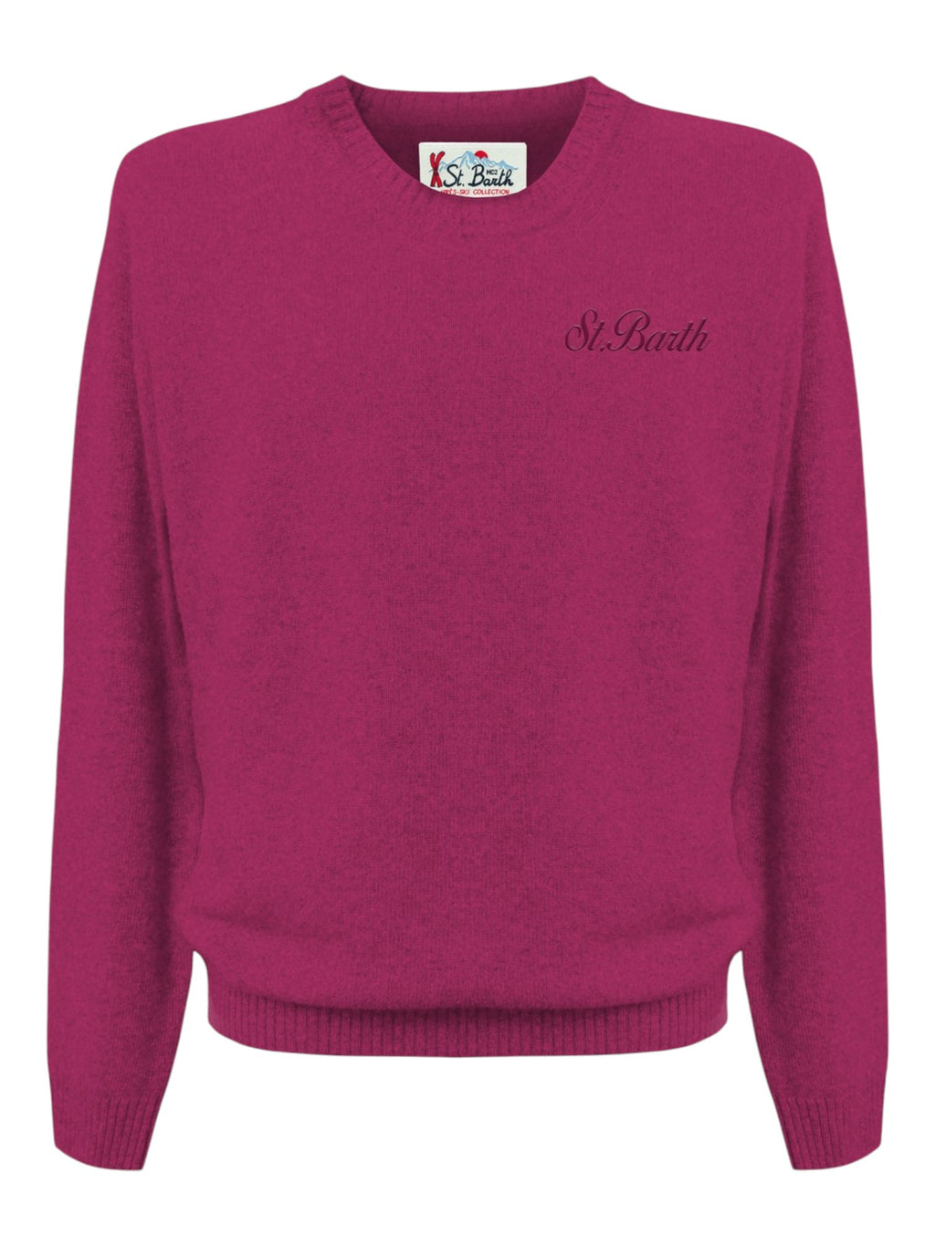 Dettaglio ravvicinato girocollo peonia Saint Barth Regentstrech in alpaca stretch