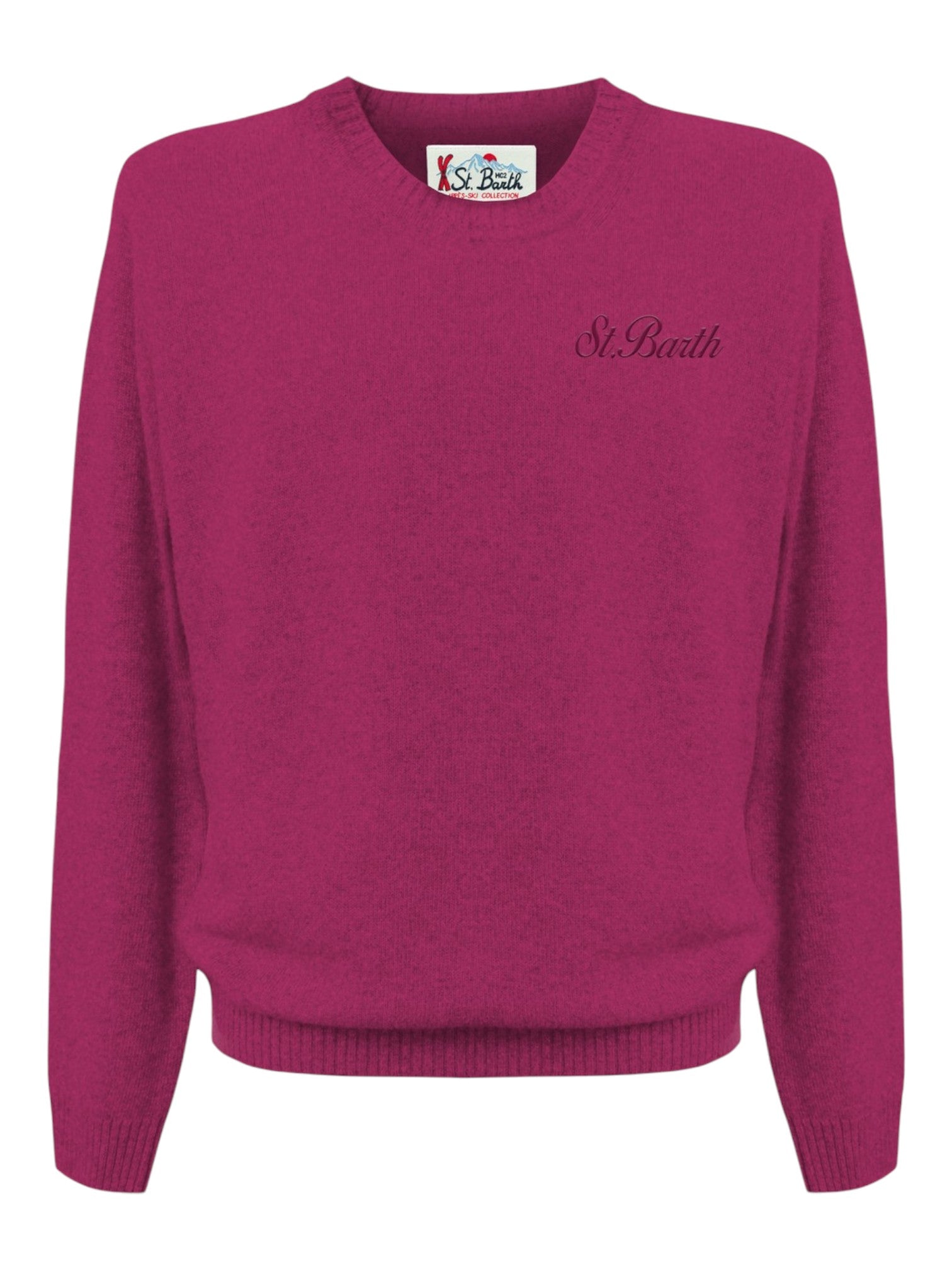 Dettaglio ravvicinato girocollo peonia Saint Barth Regentstrech in alpaca stretch