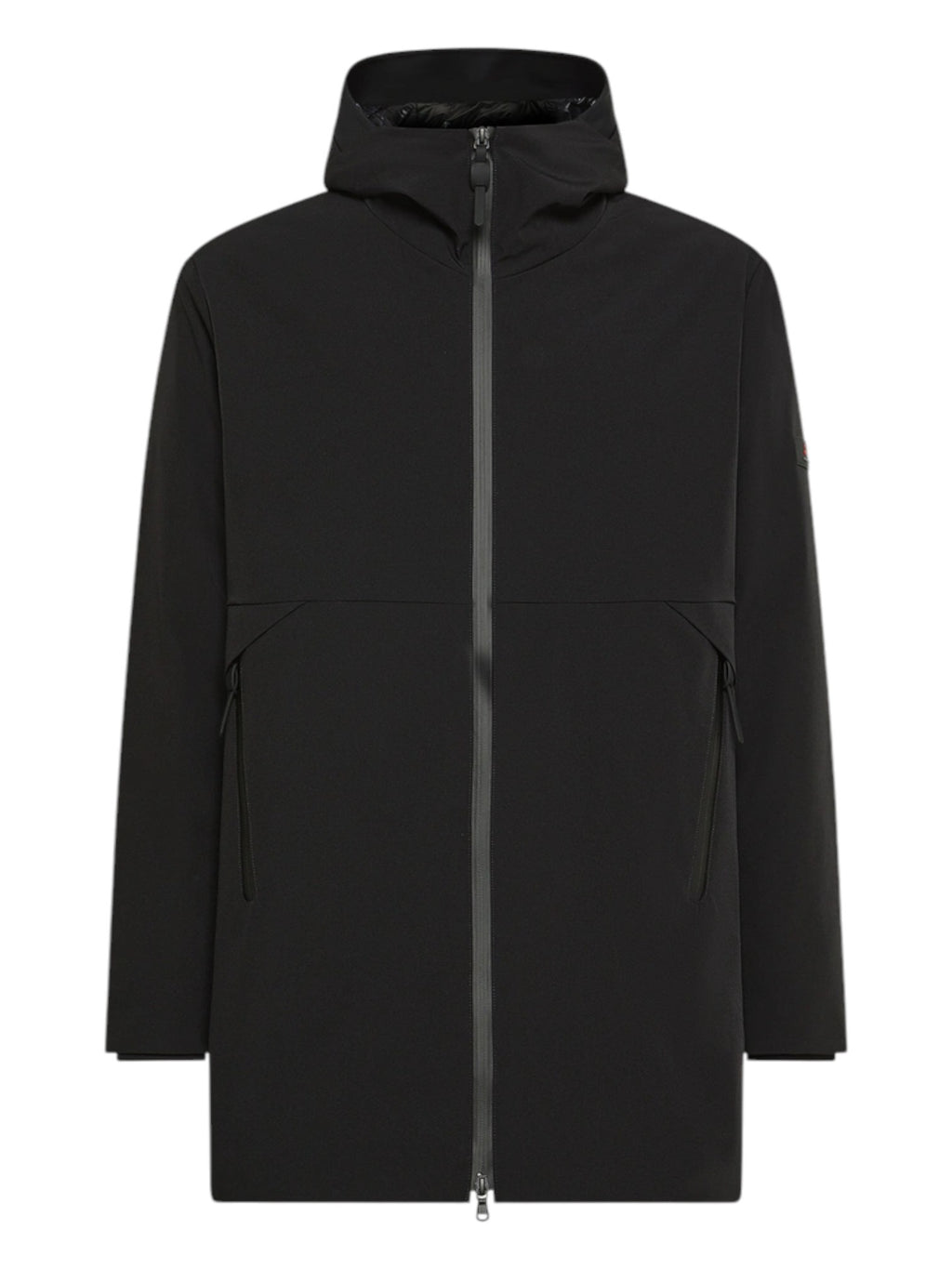 Vista da dietro del giubbotto Peuterey nylon nero con collo particolare