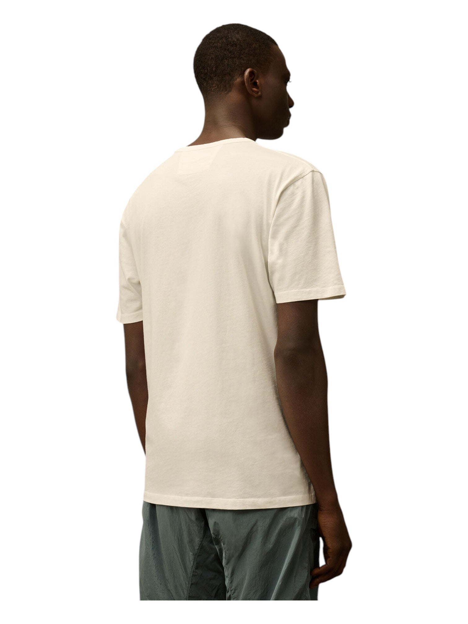 t-shirt bianco nan vista posteriore logo Stampa cotone mercerizzato