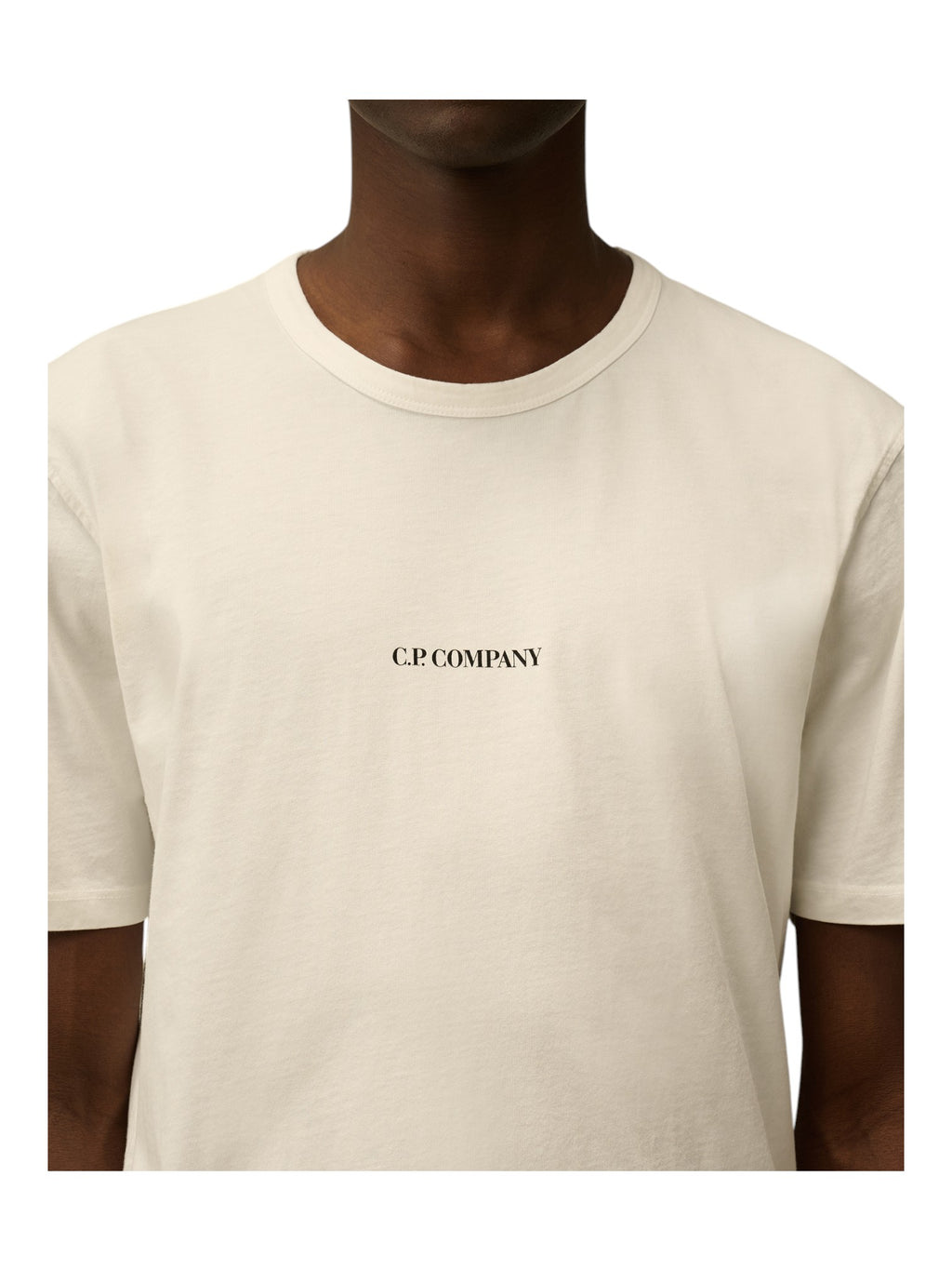 Dettaglio logo su t-shirt bianco nan logo Stampa cotone mercerizzato