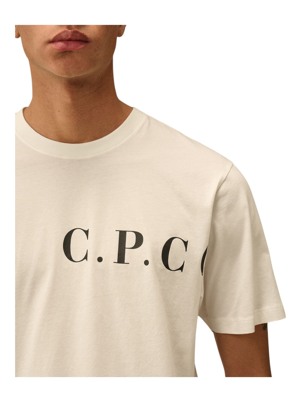 t-shirt bianco nan vista posteriore logo Stampa cotone con dettagli chiari