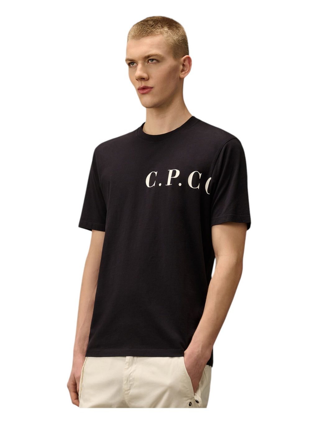 t-shirt blu nan logo Stampa cotone con dettagli chiari