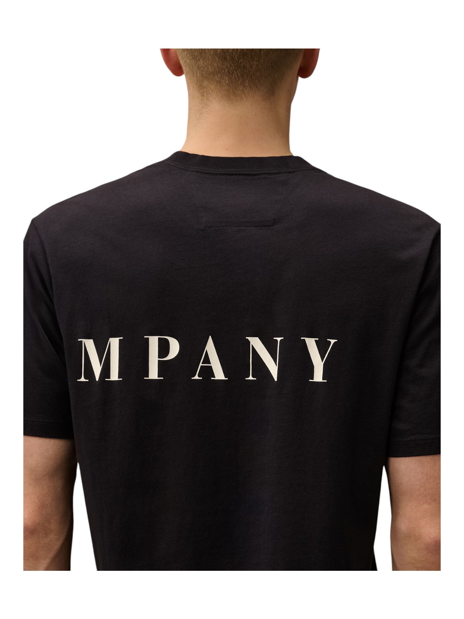 t-shirt blu nan vista frontale logo Stampa cotone con dettagli chiari