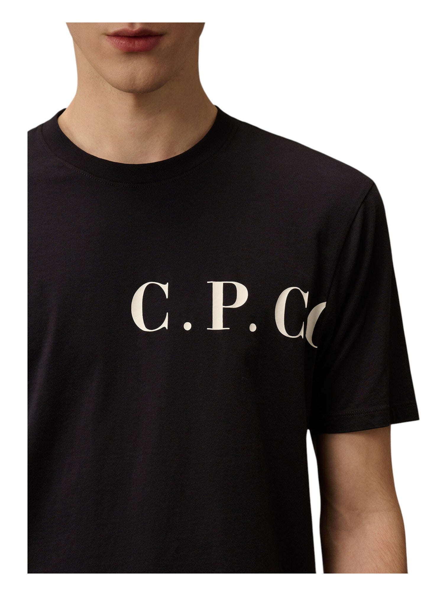 t-shirt blu nan vista posteriore logo Stampa cotone con dettagli chiari