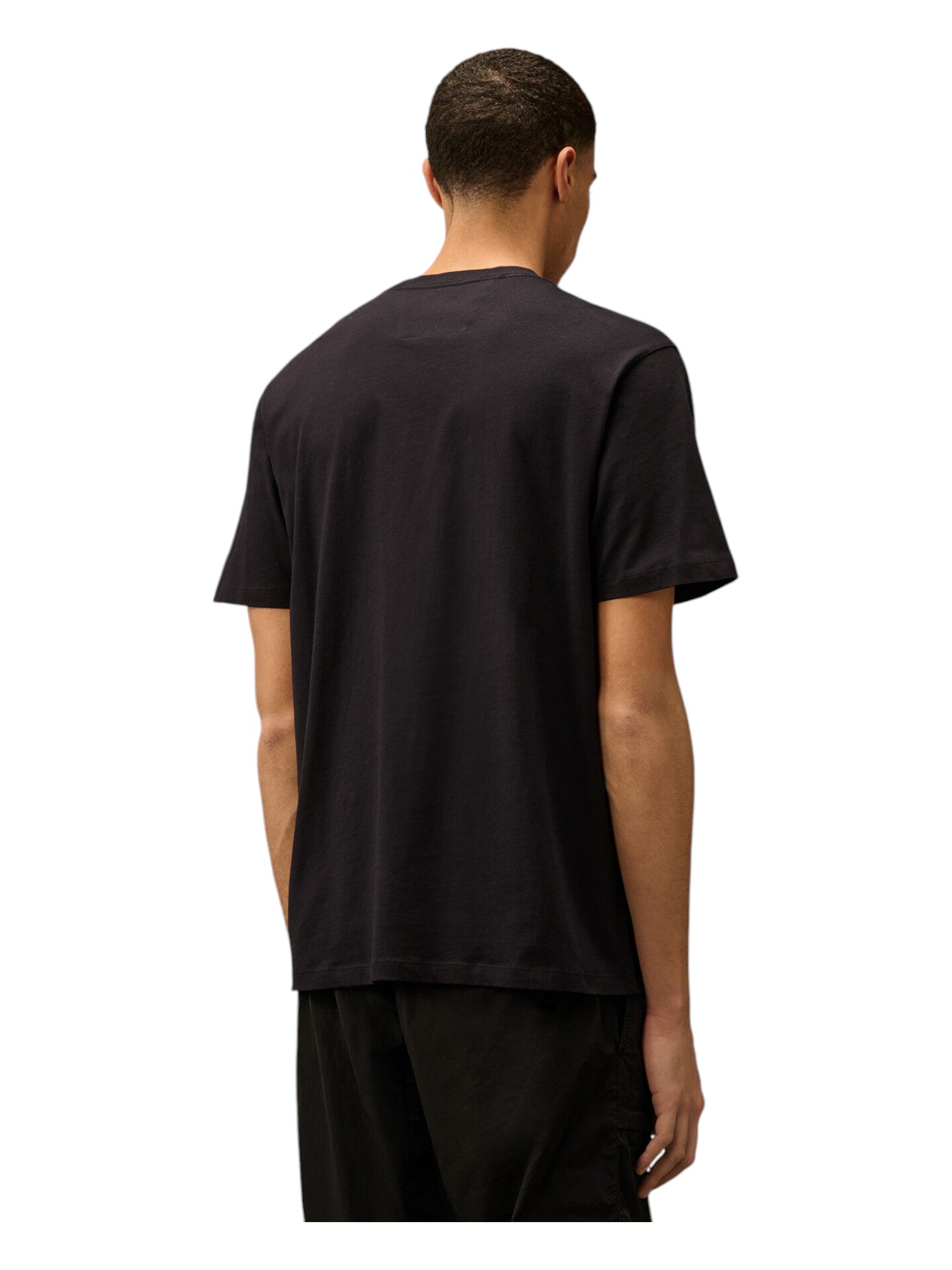 t-shirt blu nan vista posteriore logo ricamato logo patch logo Ricamato Patch cotone