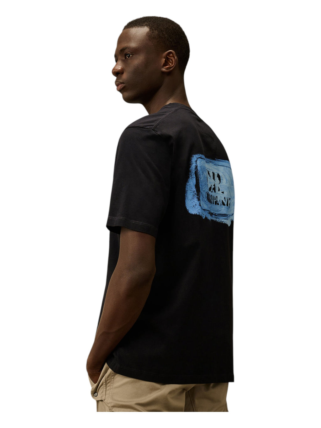 Dettaglio Stampa su t-shirt blu nan Stampa Grafica cotone con dettagli chiari