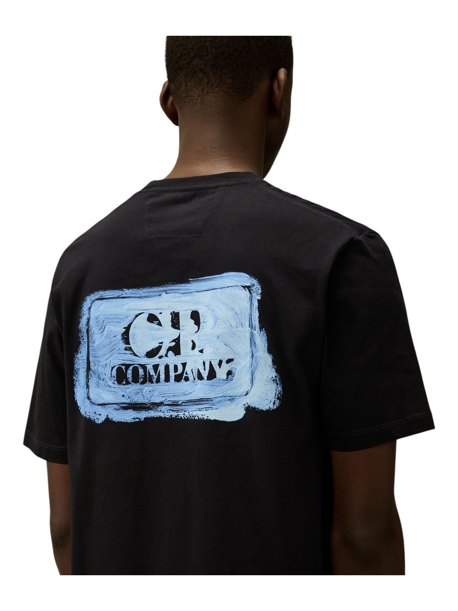 t-shirt blu nan vista posteriore Stampa Grafica cotone con dettagli chiari