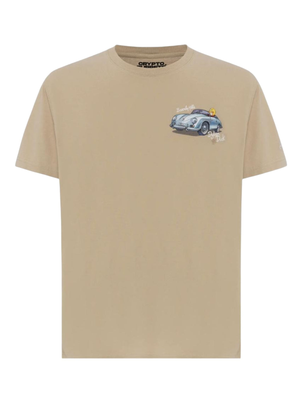 Close-up dettagli t-shirt beige stampa Saint Barth cotone CPT
