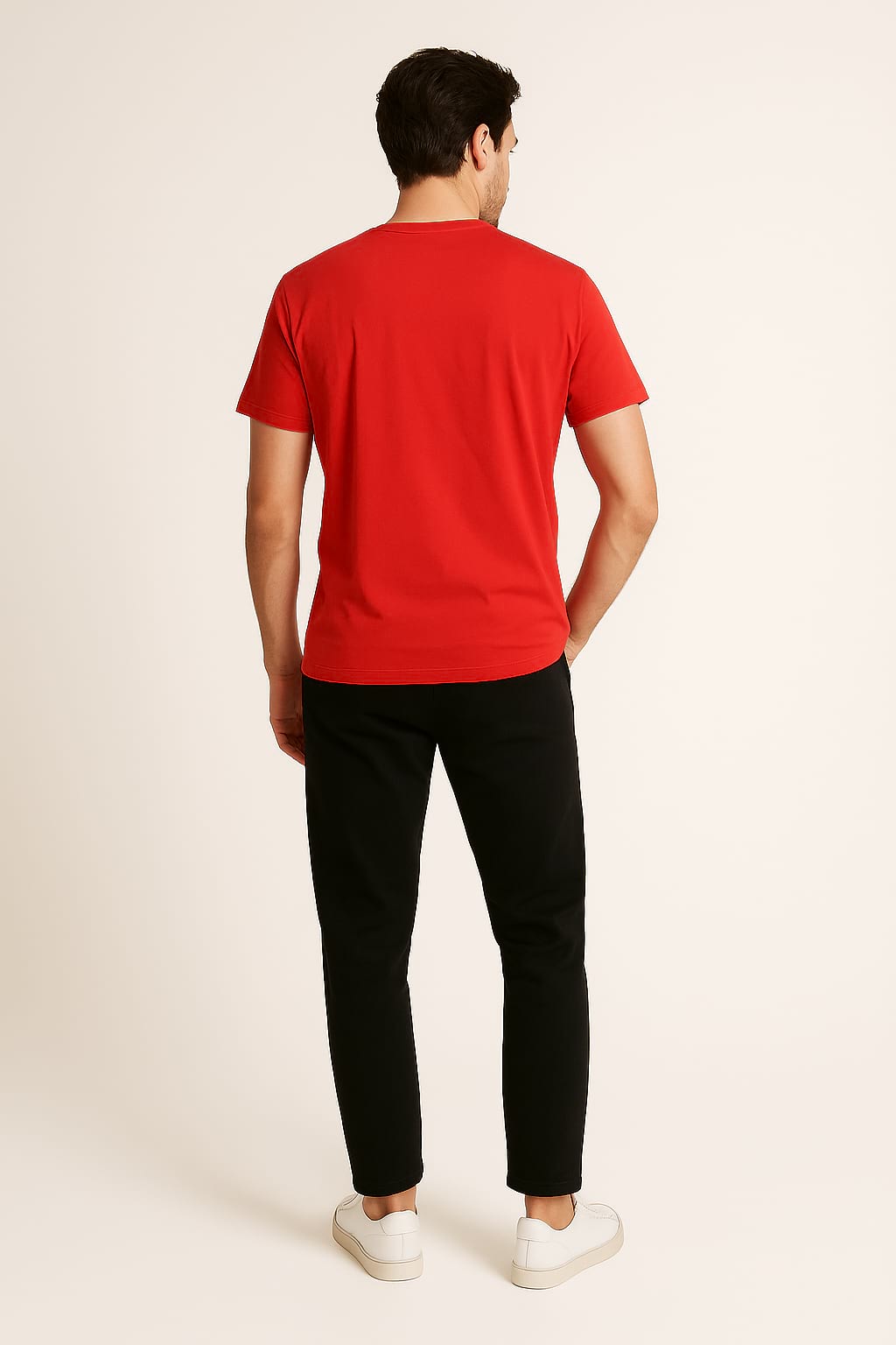 Dettaglio t-shirt rosso scritta “New York vs Los Angele” Saint Barth cotone
