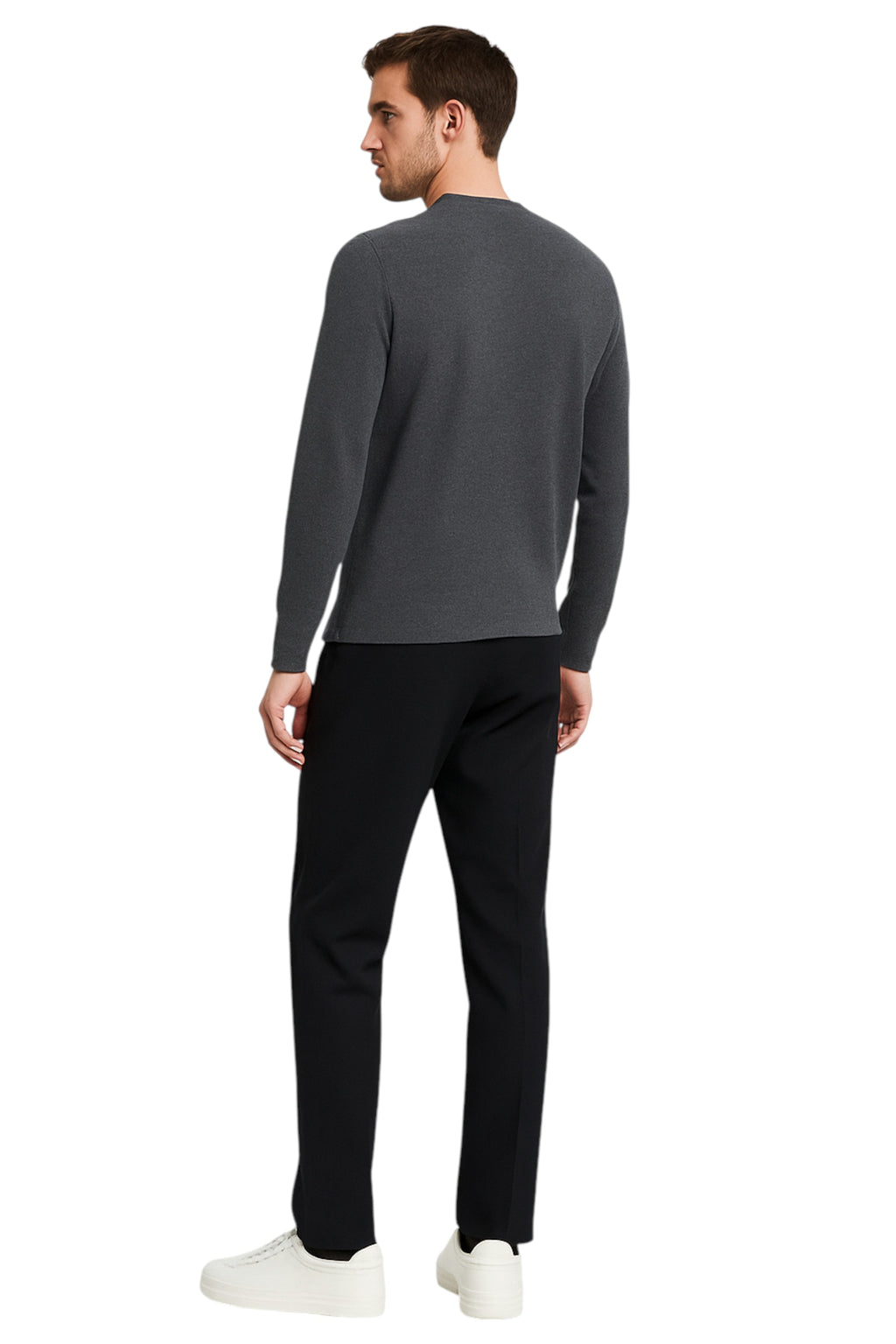 Maglione frontale su sfondo neutro girocollo grigio medio Saint Barth Heron in lana