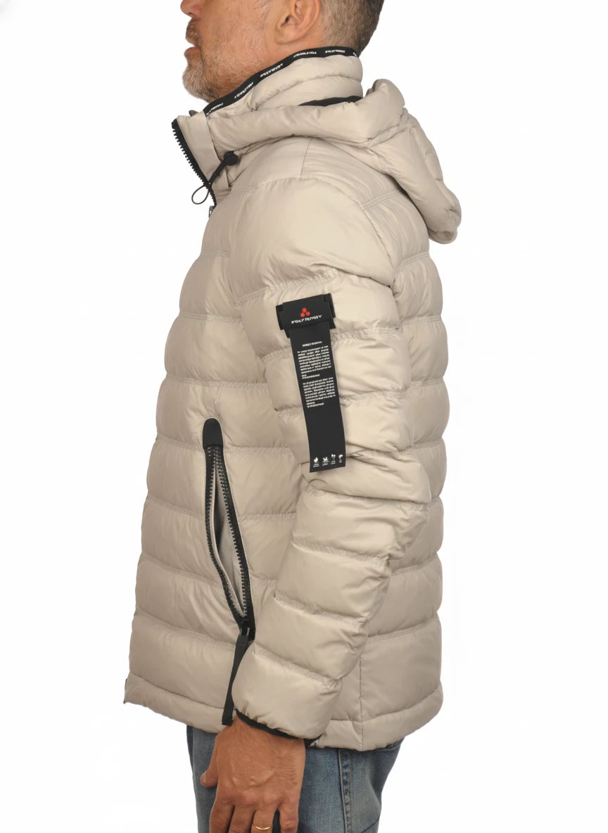 vista del piumino ghiaccio con cappuccio estraibile Peuterey in piuma