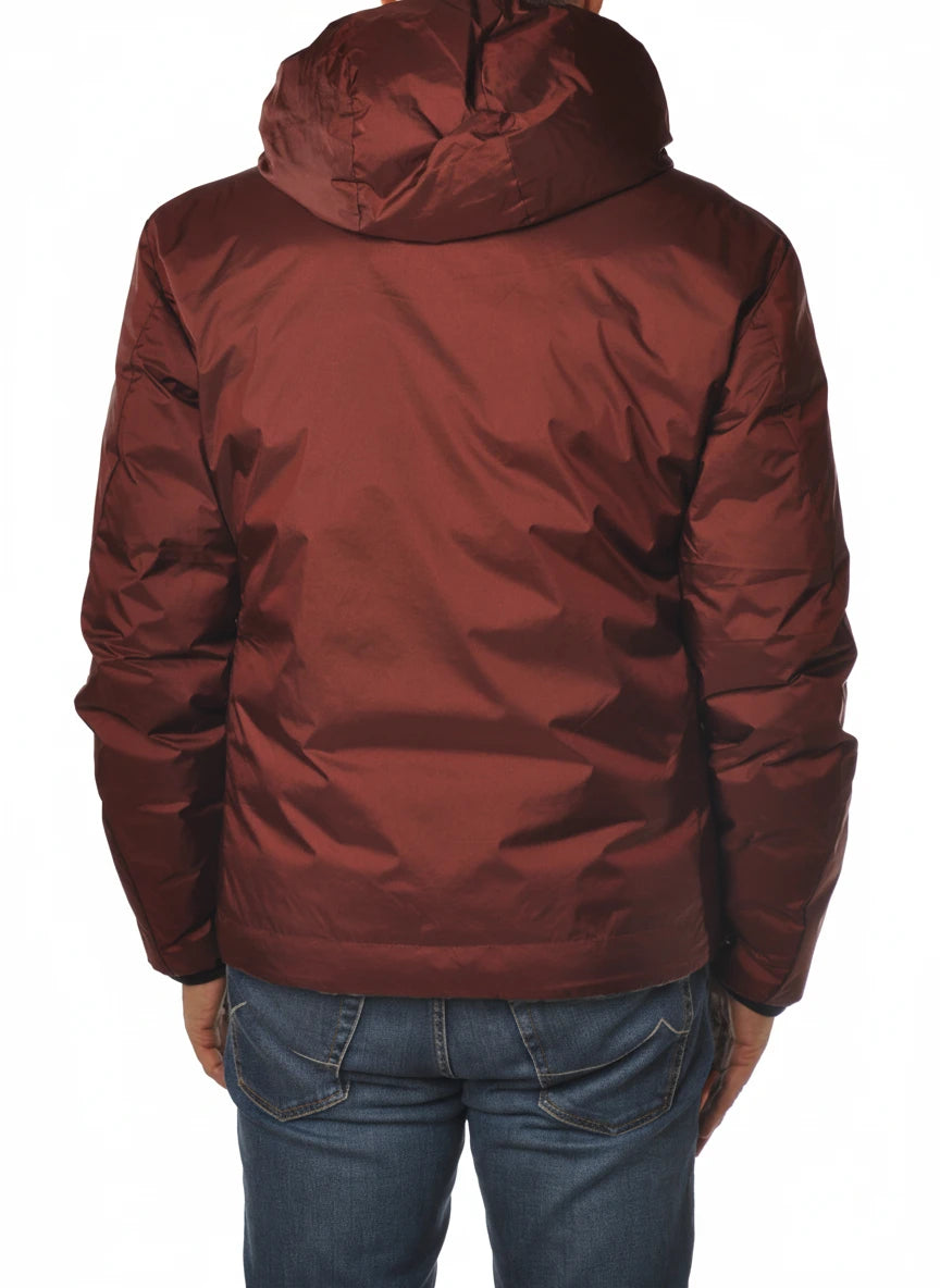 vista del giubbotto reversibile bordò con collo in piedi Peuterey in primaloft