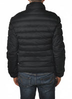 vista del piumino corto blu con avvitato Peuterey in tessuto stretch