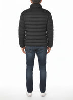 vista posteriore del piumino corto grigio con avvitato Peuterey in tessuto stretch