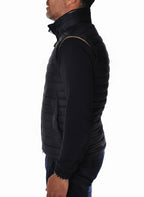 vista del gilet piumino blu con impunture orizzontali Peuterey in piumino