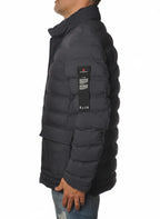 vista del piumino blu con collo in piedi Peuterey in tessuto stretch