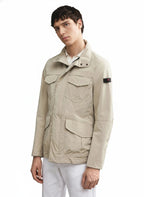 Vista posteriore del field jacket Peuterey pelle scamosciata beige