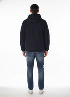 Vista da dietro del giubbotto Peuterey  blu con cappuccio