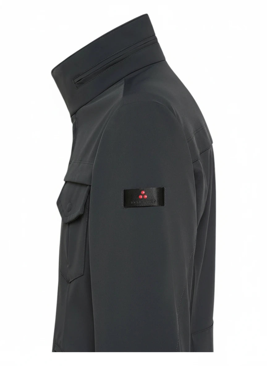 Vista posteriore del field jacket Peuterey nylon blu con cappuccio