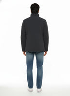 Vista da dietro del field jacket Peuterey nylon blu con cappuccio